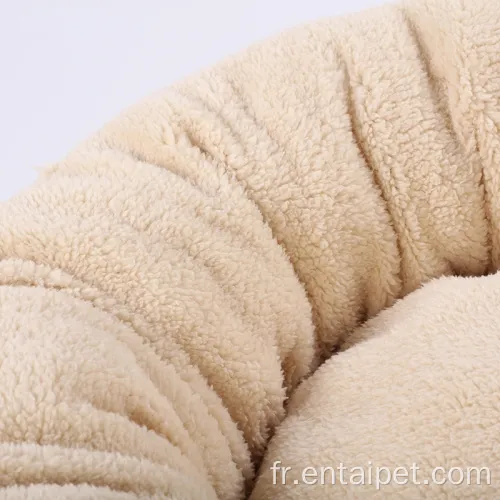 Chien rond chaud en peluche fausse lit de chat